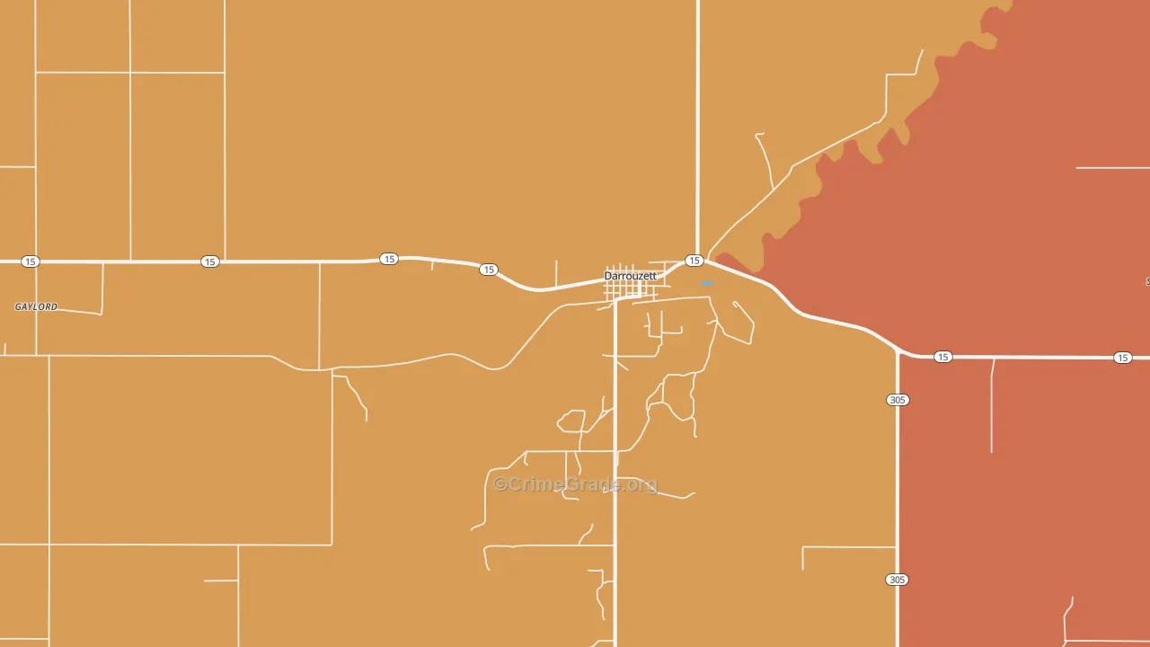 Darrouzett, TX Map of Burglary Rates