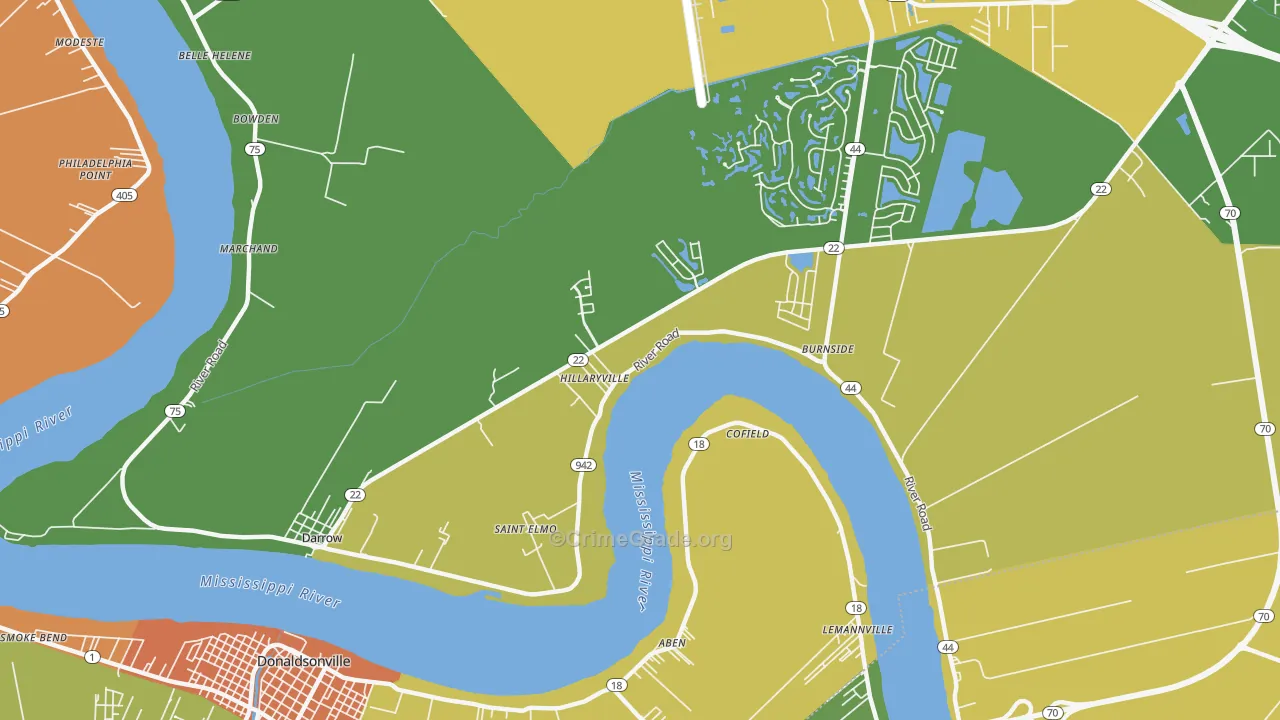 Darrow, LA Map of Burglary Rates