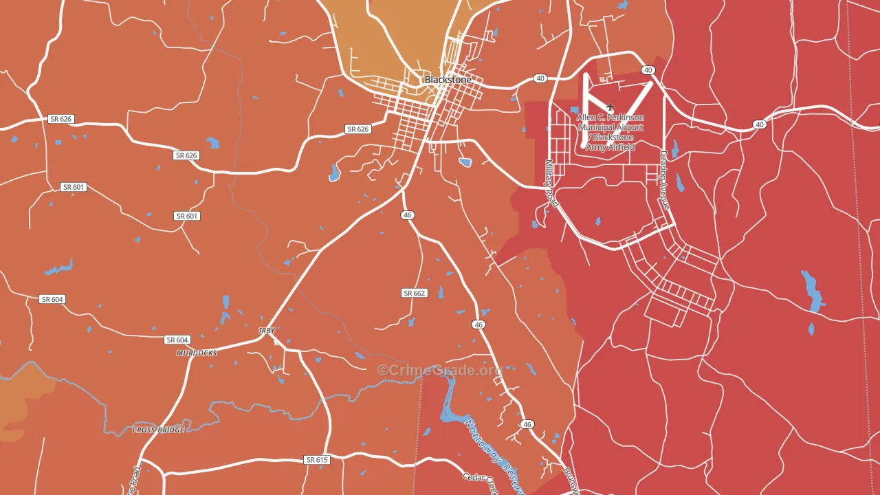 Darvills, VA Map of Burglary Rates