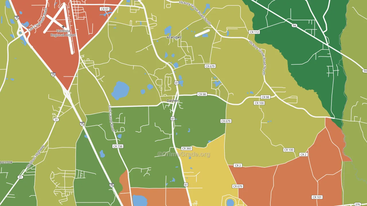 Dasher, GA Map of Burglary Rates