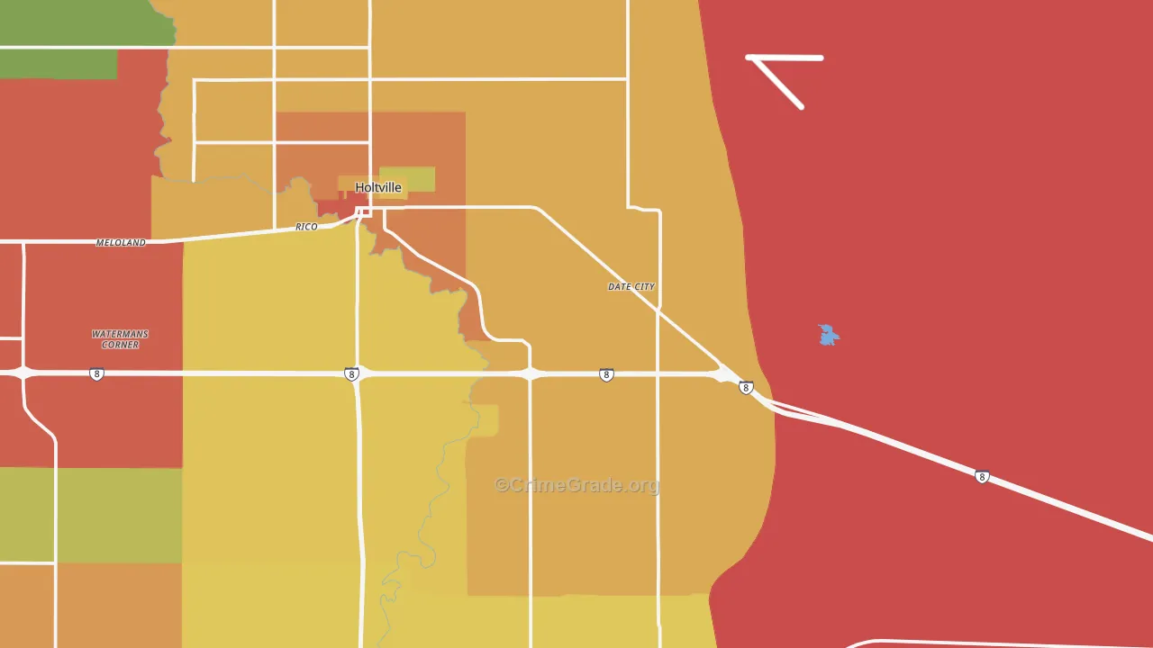 Date City, CA Map of Burglary Rates