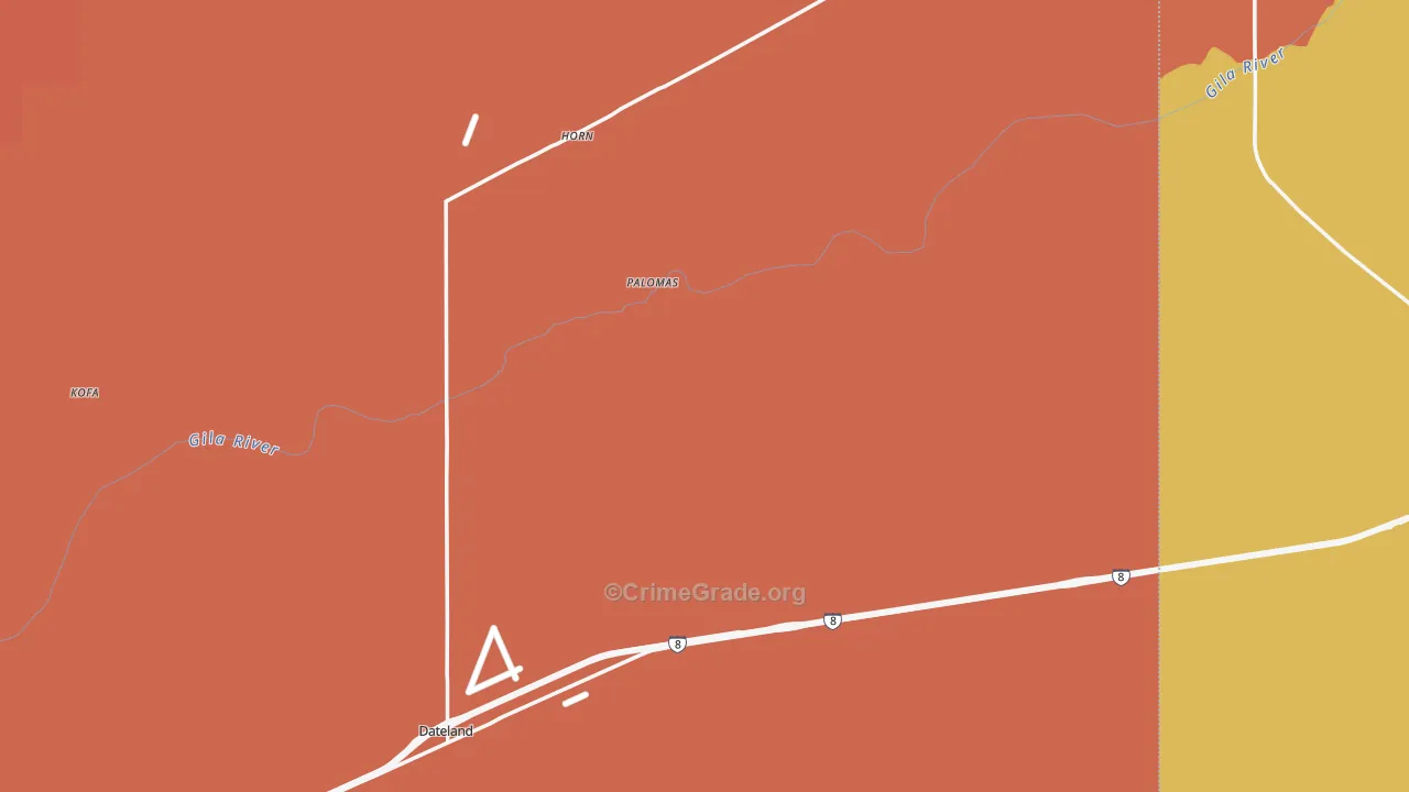 Dateland, AZ Map of Burglary Rates