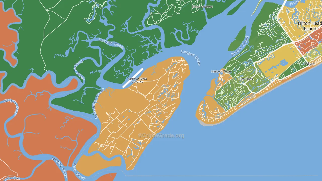 Daufuskie Island, SC Map of Burglary Rates