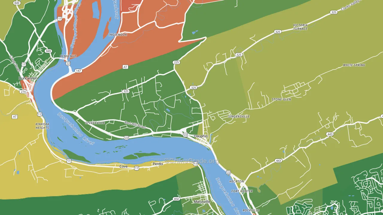 Dauphin, PA Map of Burglary Rates