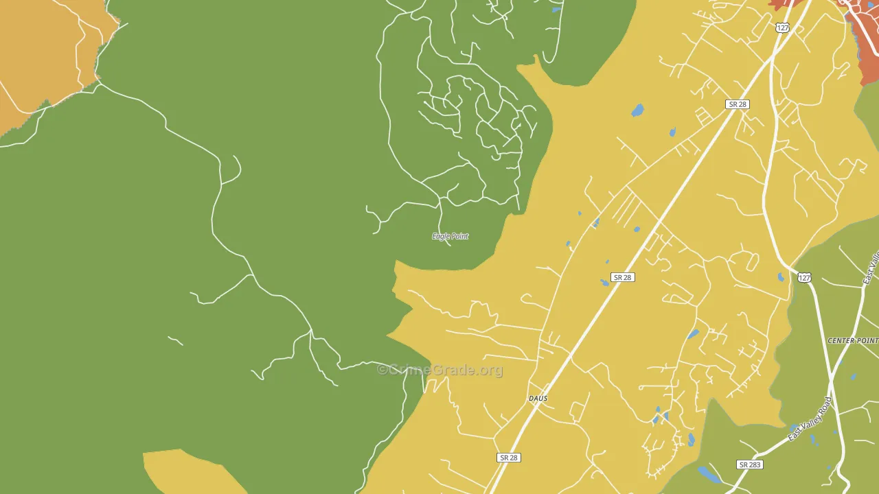 Daus, TN Map of Burglary Rates