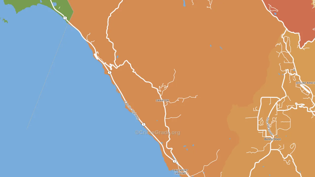 Davenport, CA Map of Burglary Rates
