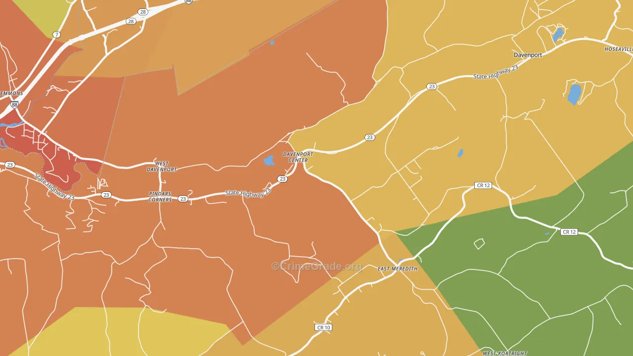 Davenport Center, NY Map of Burglary Rates