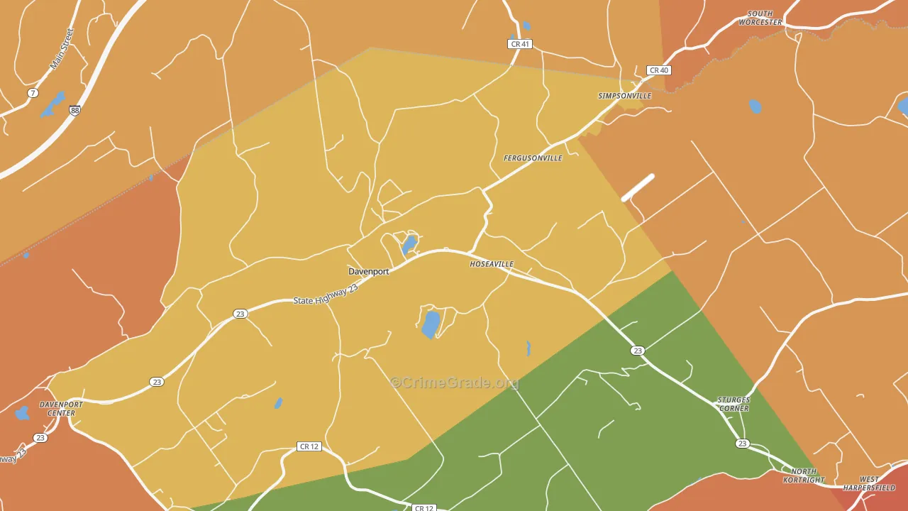 Davenport, NY Map of Burglary Rates