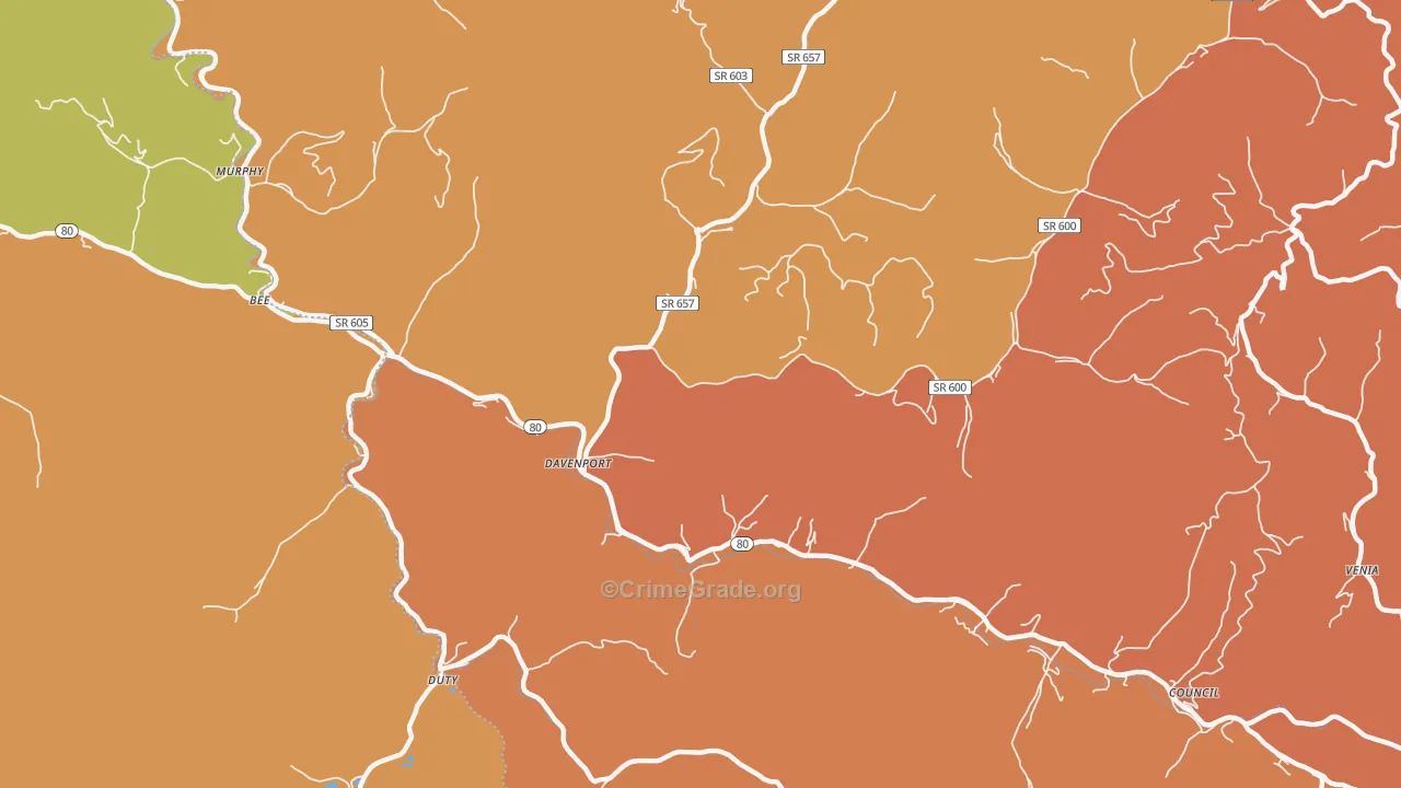 Davenport, VA Map of Burglary Rates
