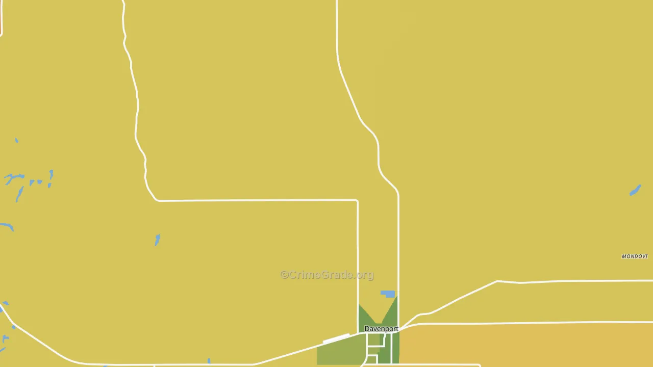 Davenport, WA Map of Burglary Rates