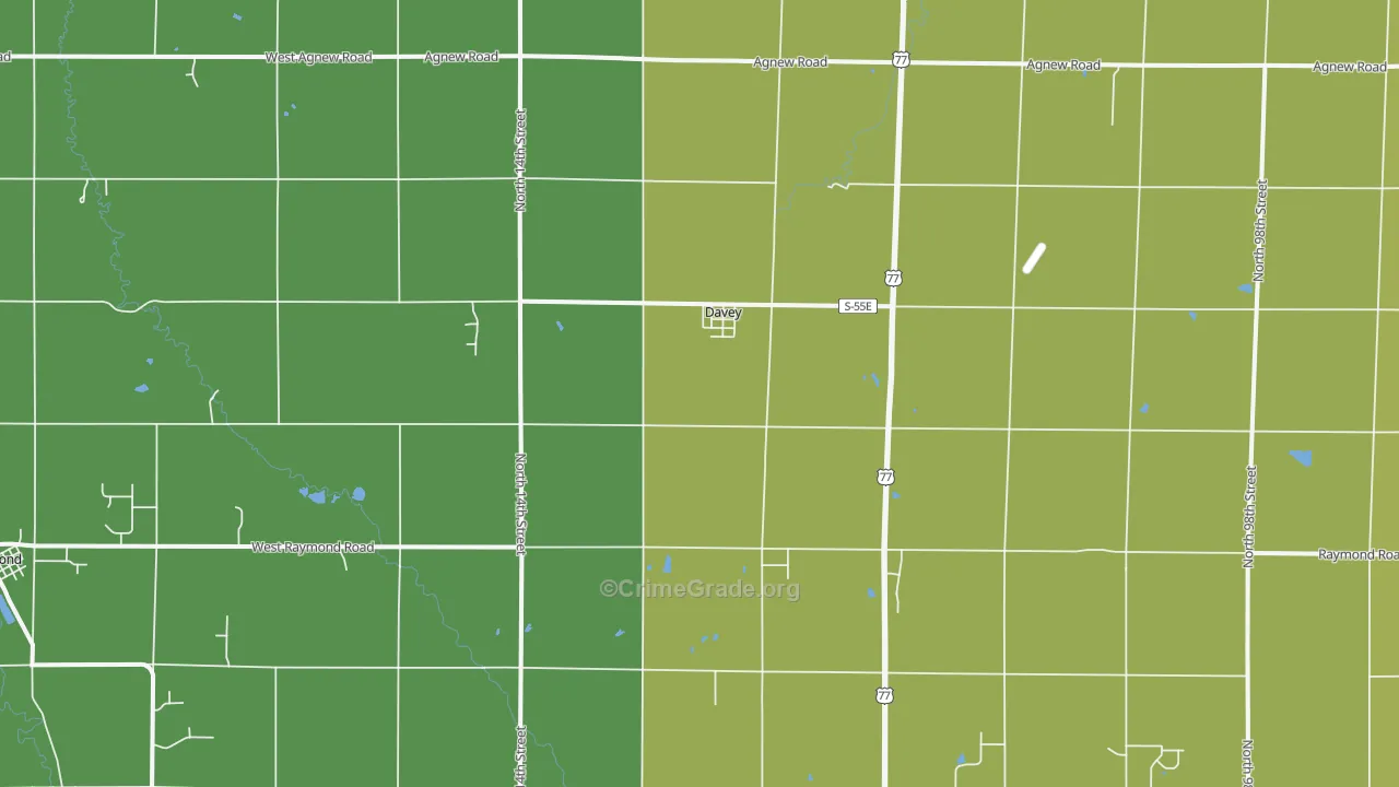 Davey, NE Map of Burglary Rates