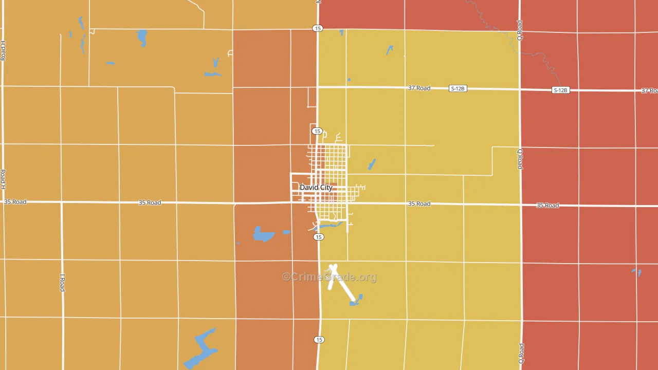 David City, NE Map of Burglary Rates