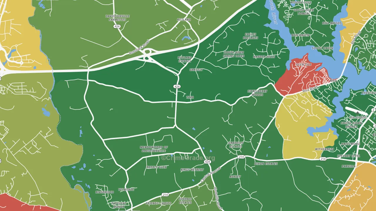 Davidsonville, MD Map of Burglary Rates
