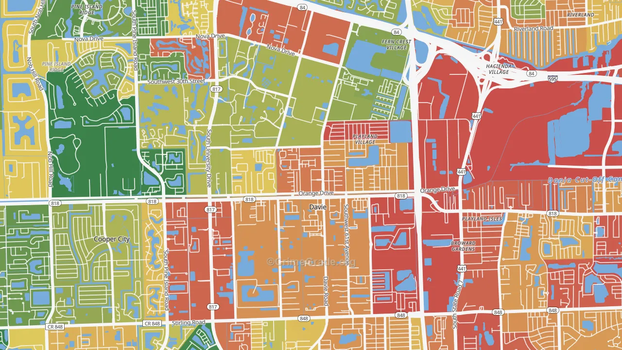 Davie Heights, Davie, FL Map of Burglary Rates