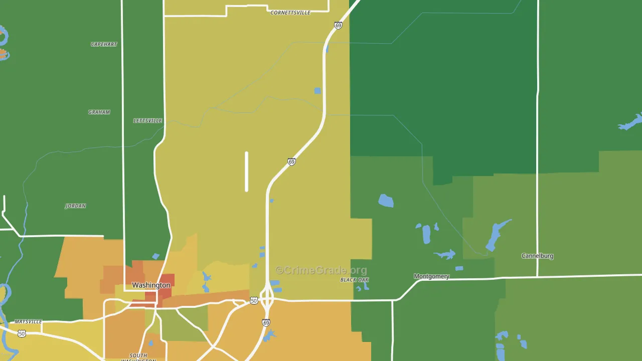 Daviess County, IN Map of Burglary Rates