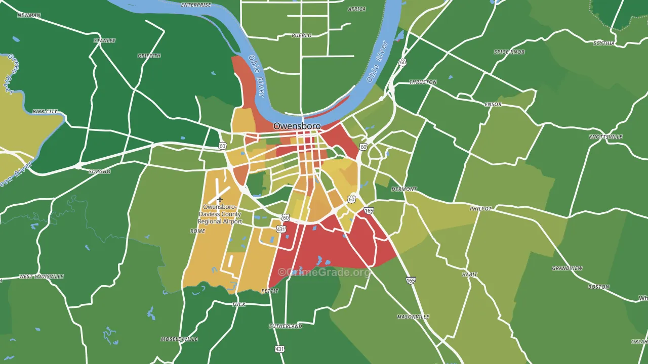 Daviess County, KY Map of Burglary Rates