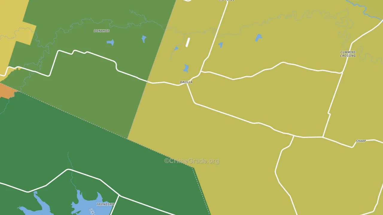 Davilla, TX Map of Burglary Rates