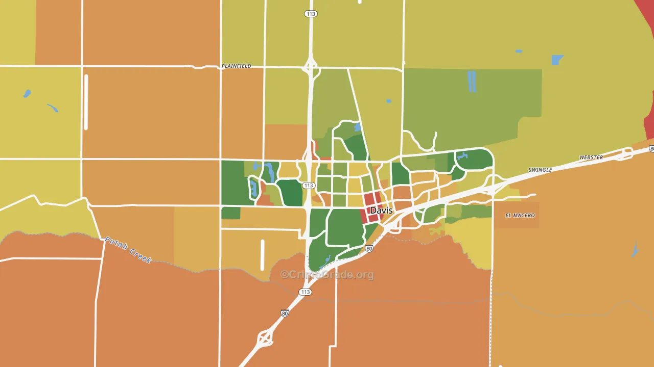 Davis, CA Map of Burglary Rates