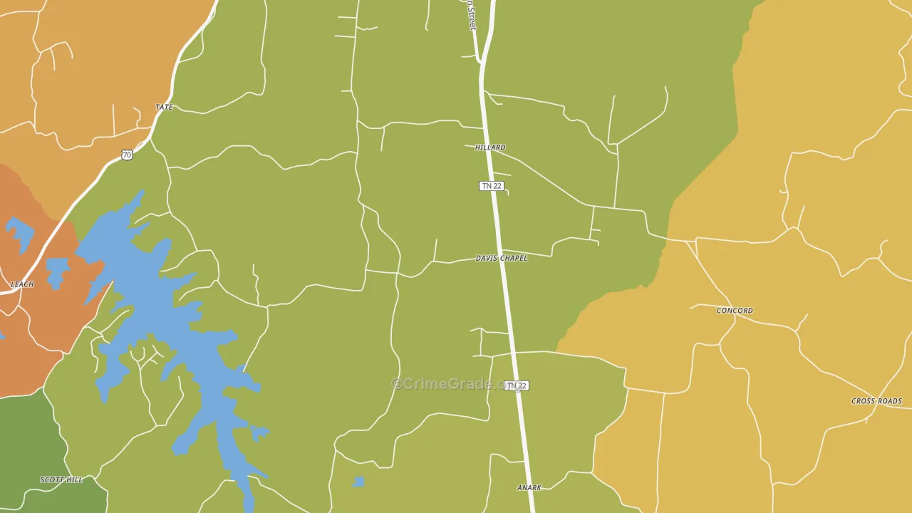 Davis Chapel, TN Map of Burglary Rates