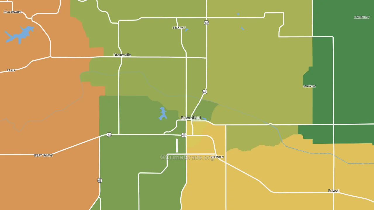 Davis County, IA Map of Burglary Rates