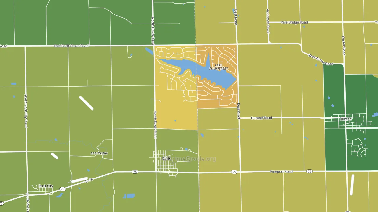 Davis, IL Map of Burglary Rates