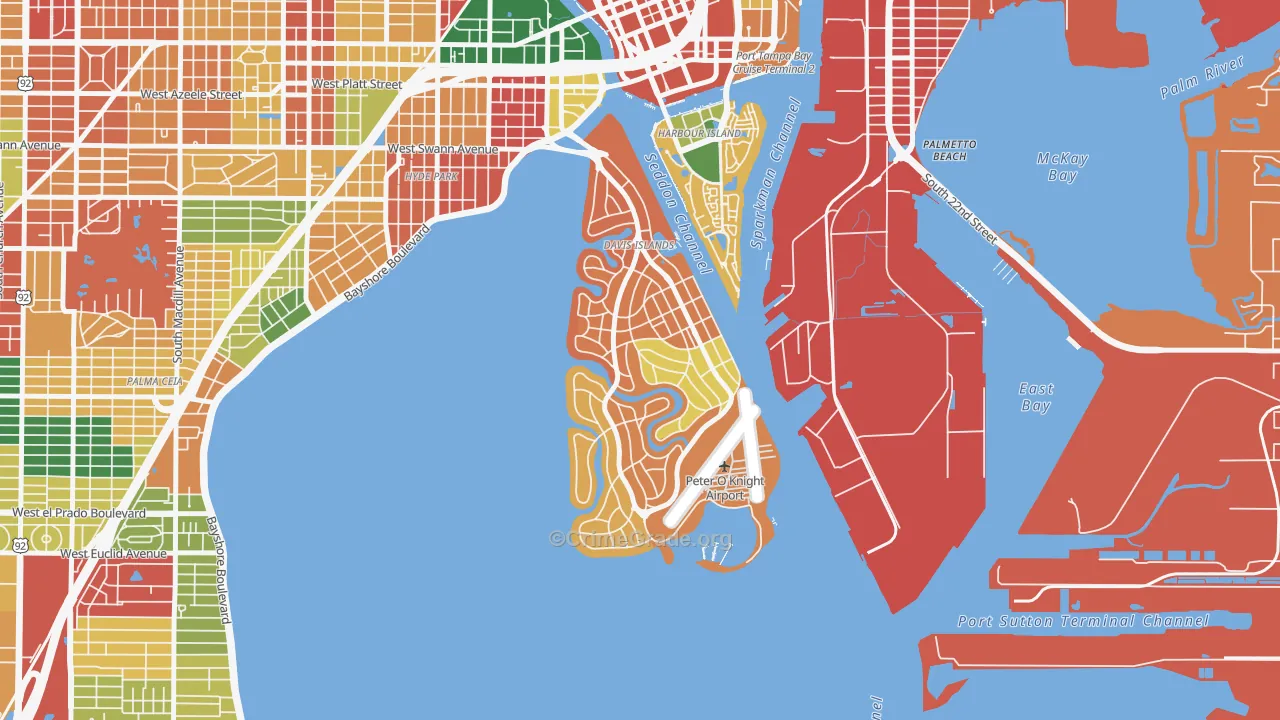 Davis Island, Tampa, FL Map of Burglary Rates