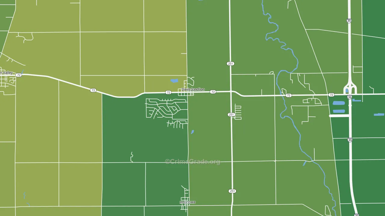 Davis Junction, IL Map of Burglary Rates