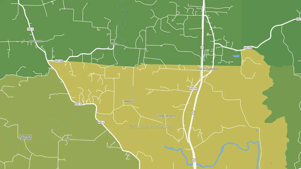 Davis, MO Map of Burglary Rates