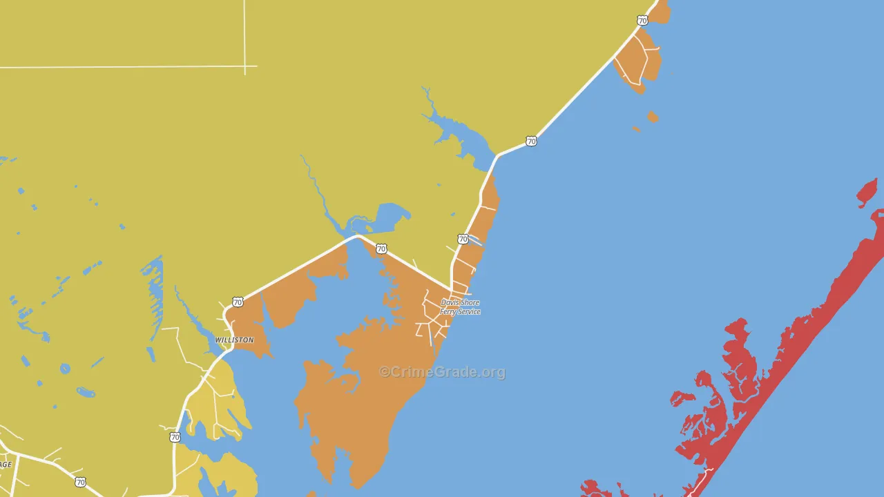 Davis, NC Map of Burglary Rates
