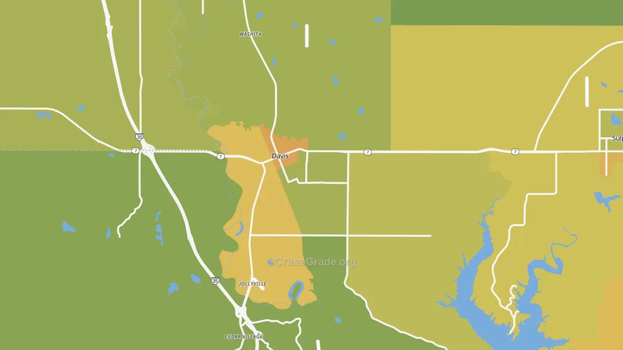Davis, OK Map of Burglary Rates
