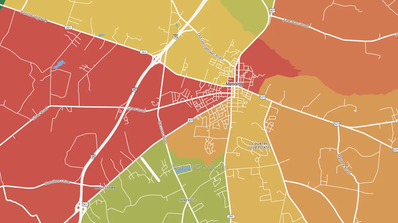 Davis Station, SC Map of Burglary Rates