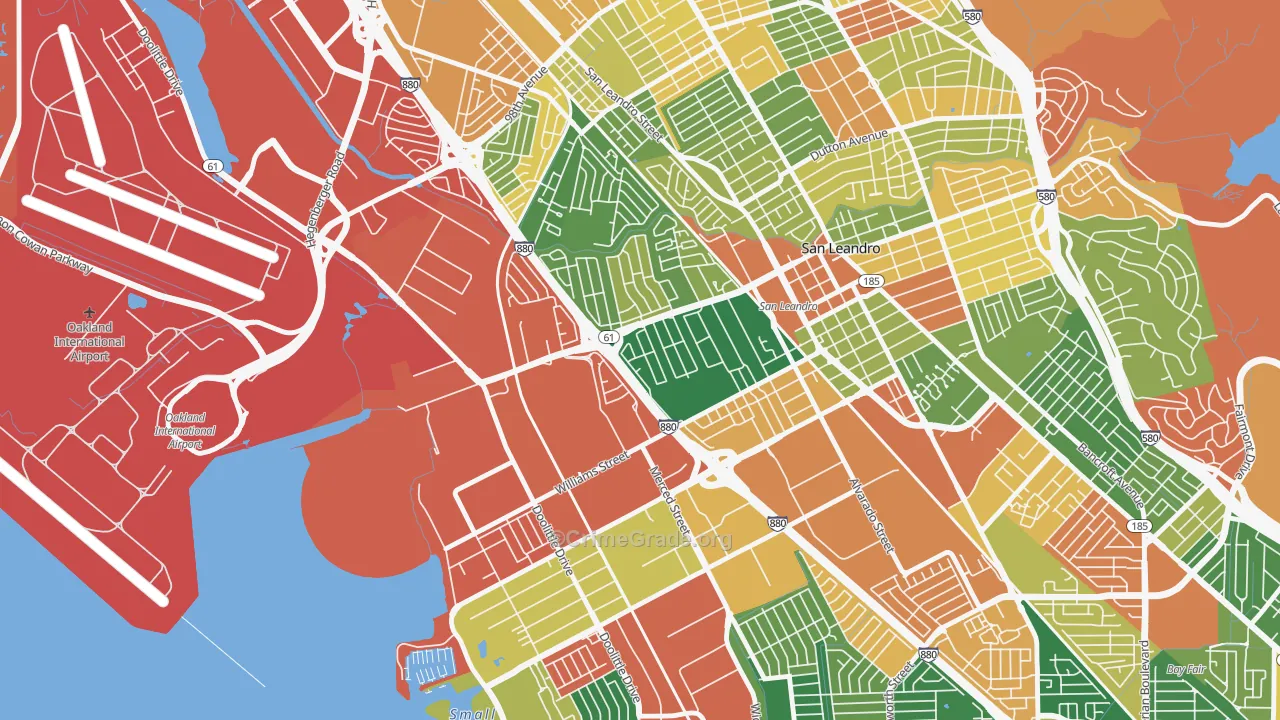Davis Tract, San Leandro, CA Map of Burglary Rates