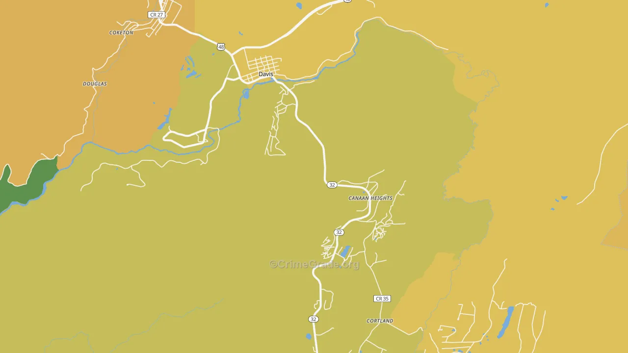 Davis, WV Map of Burglary Rates