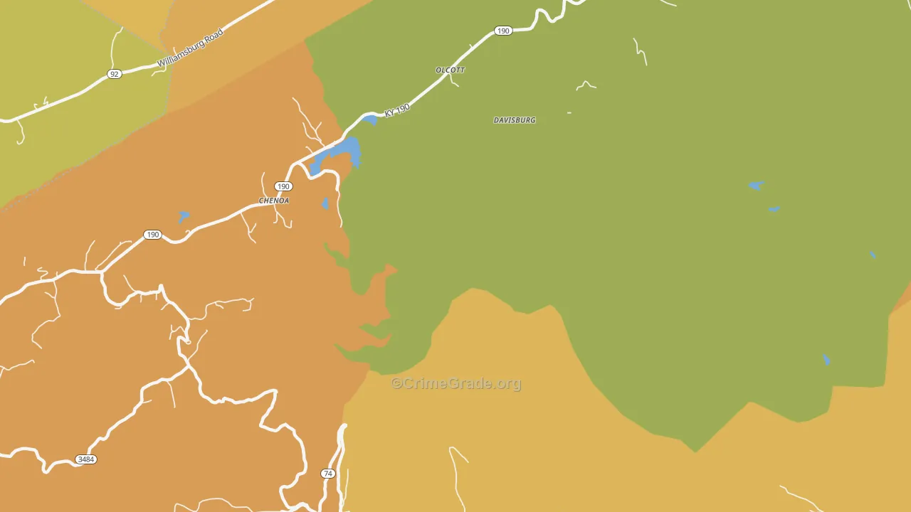Davisburg, KY Map of Burglary Rates