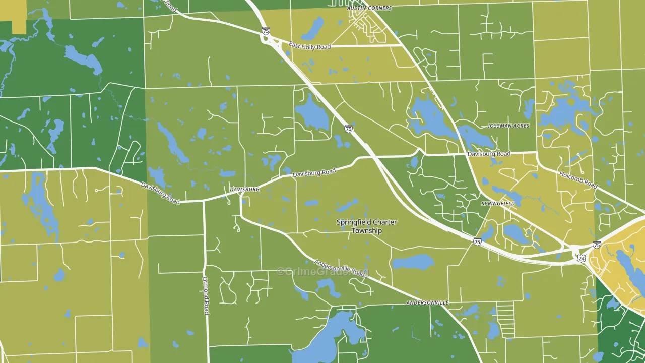 Davisburg, MI Map of Burglary Rates