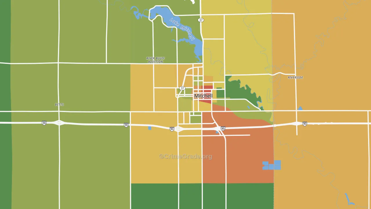 Davison County, SD Map of Burglary Rates