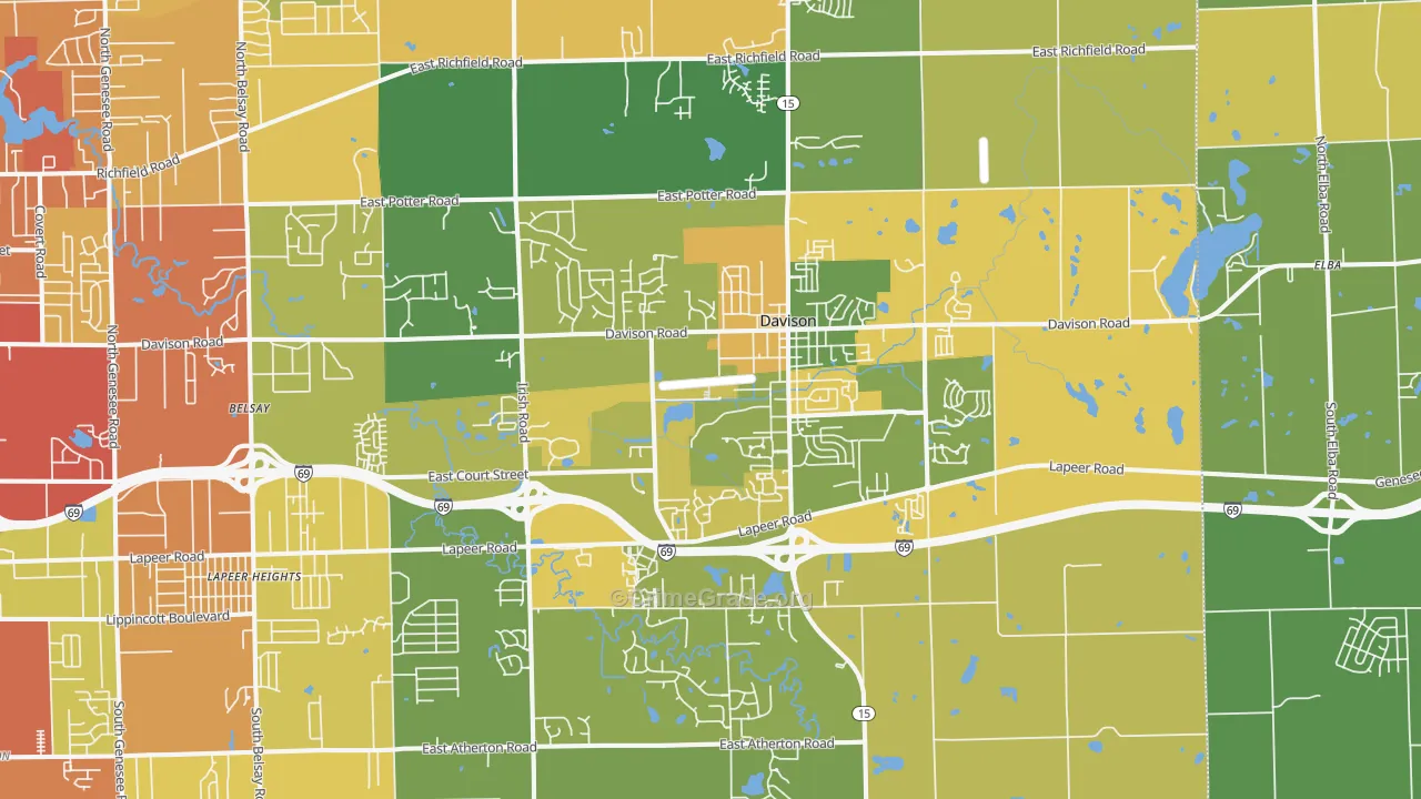 Davison, MI Map of Burglary Rates