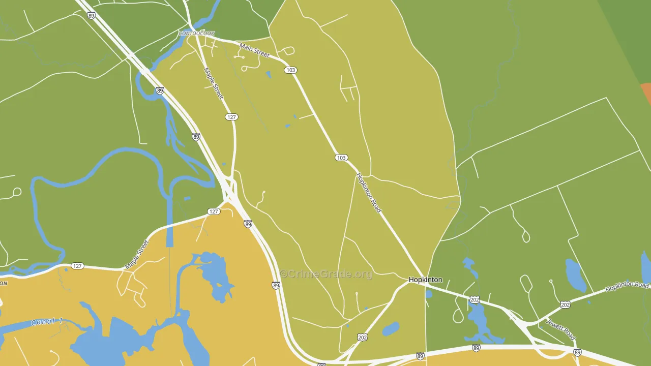 Davisville, NH Map of Burglary Rates