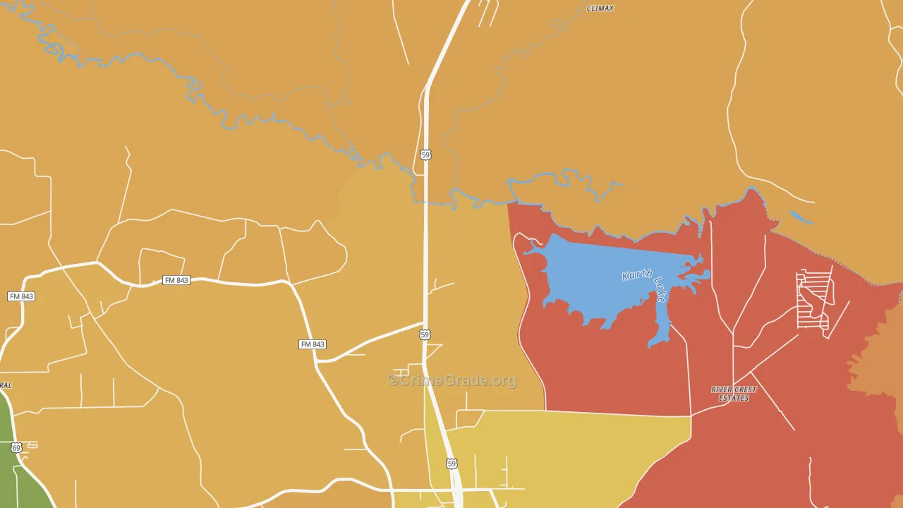 Davisville, TX Map of Burglary Rates