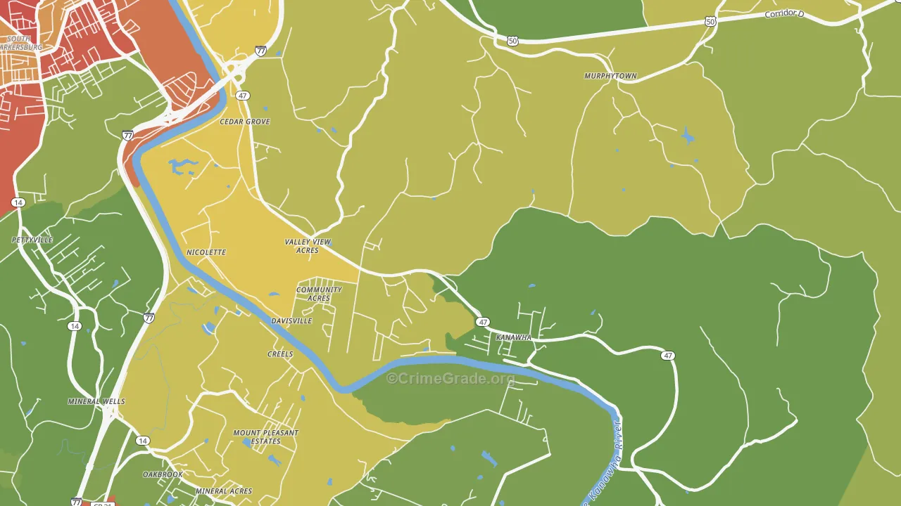 Davisville, WV Map of Burglary Rates