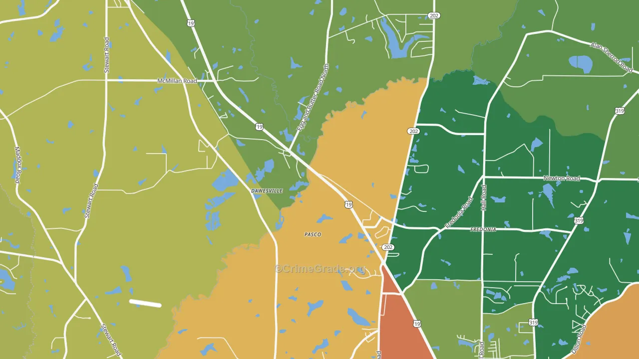Dawesville, GA Map of Burglary Rates