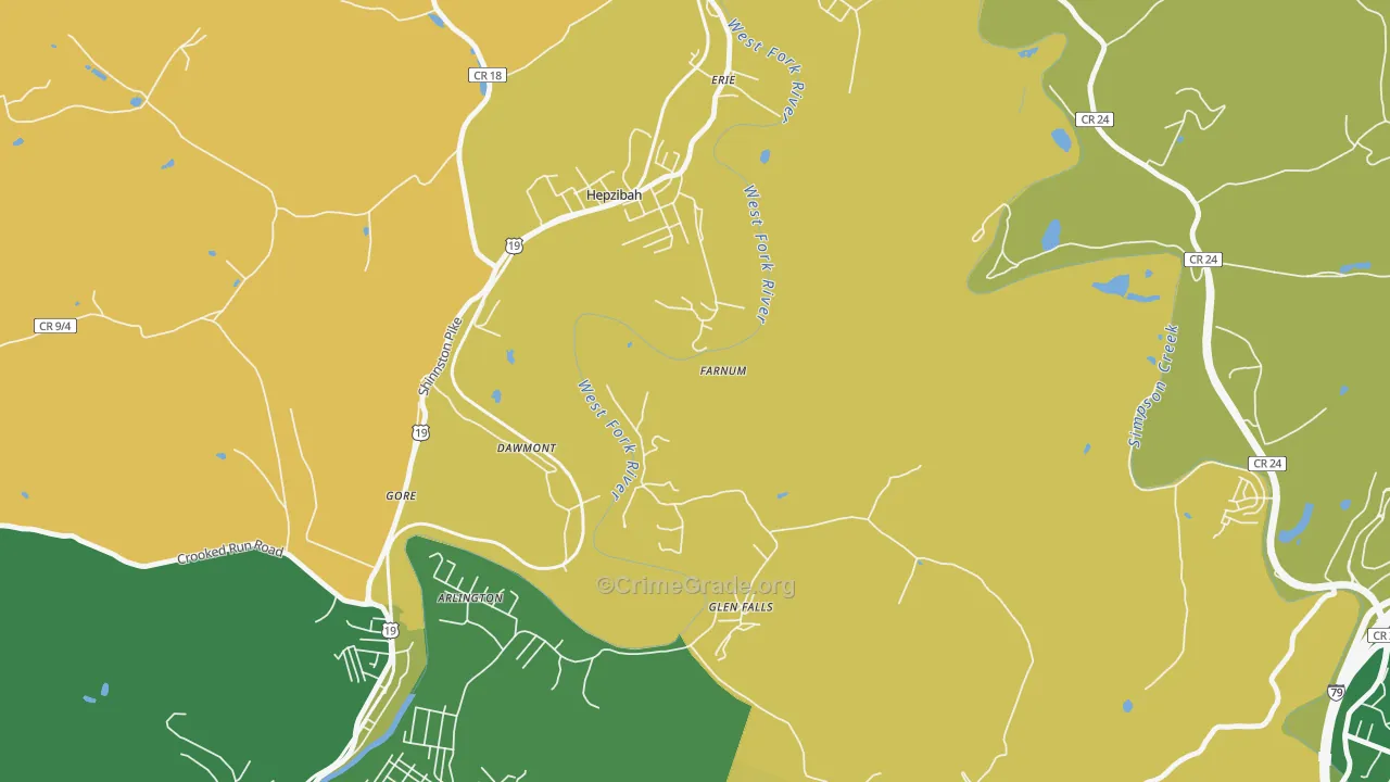 Dawmont, WV Map of Burglary Rates