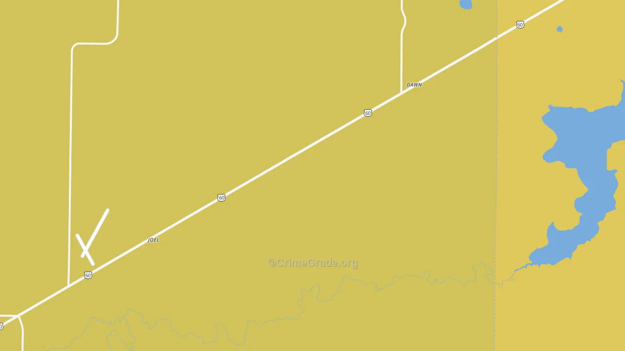 Dawn, TX Map of Burglary Rates