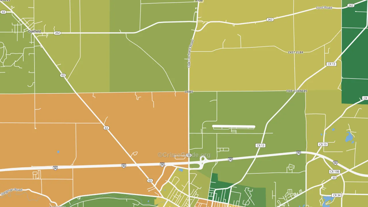 Daws, NY Map of Burglary Rates