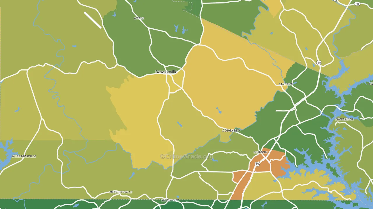 Dawson County, GA Map of Burglary Rates