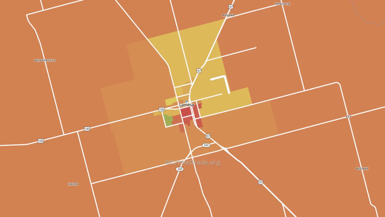 Dawson County, TX Map of Burglary Rates