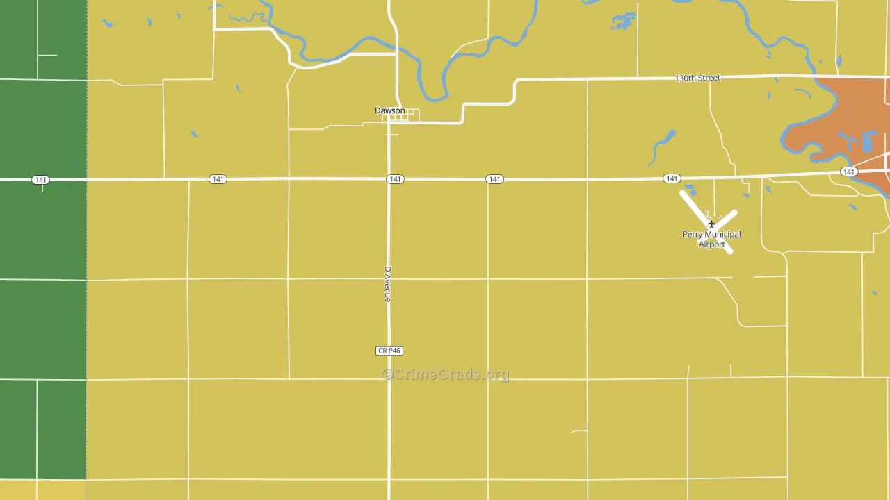 Dawson, IA Map of Burglary Rates