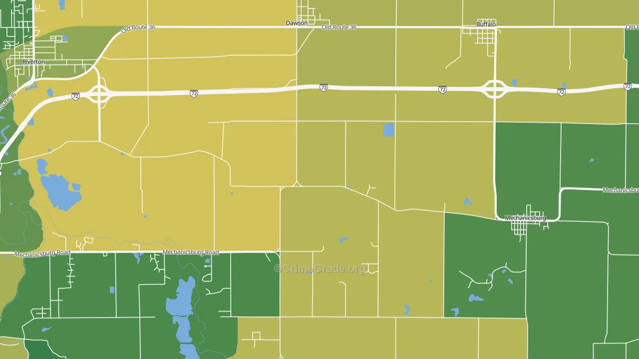 Dawson, IL Map of Burglary Rates
