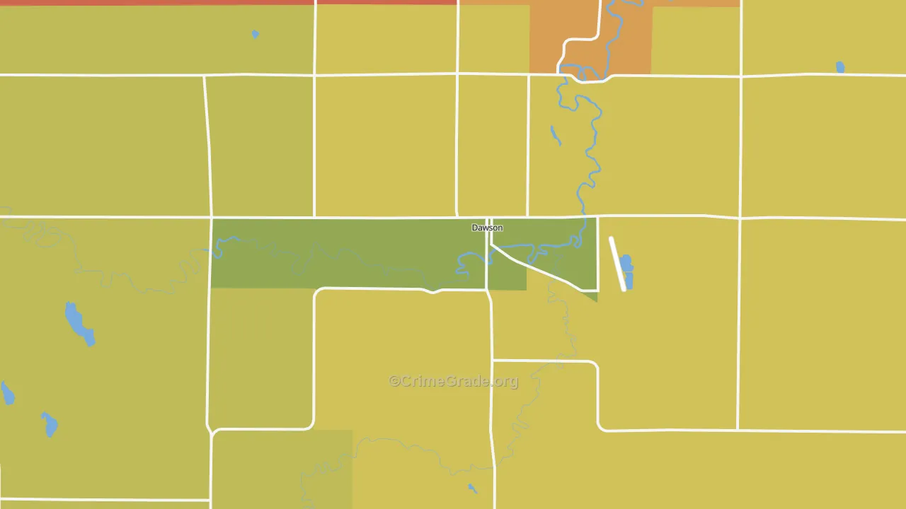 Dawson, MN Map of Burglary Rates