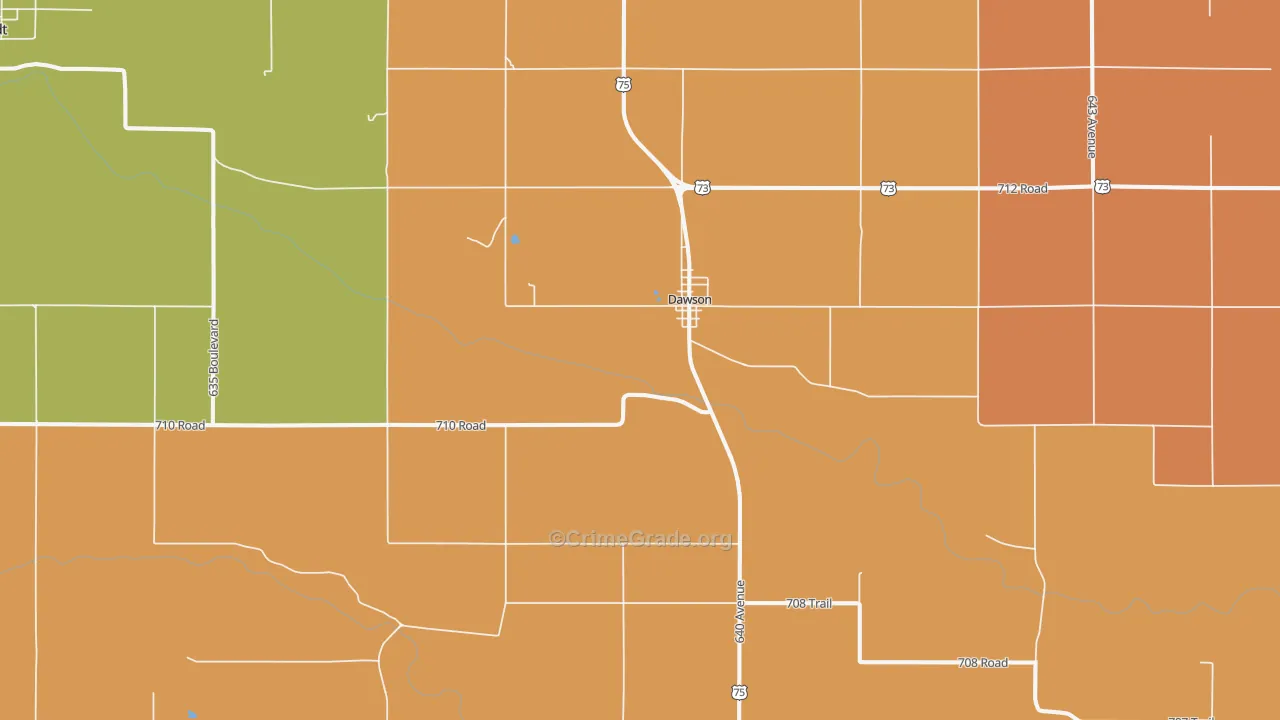 Dawson, NE Map of Burglary Rates